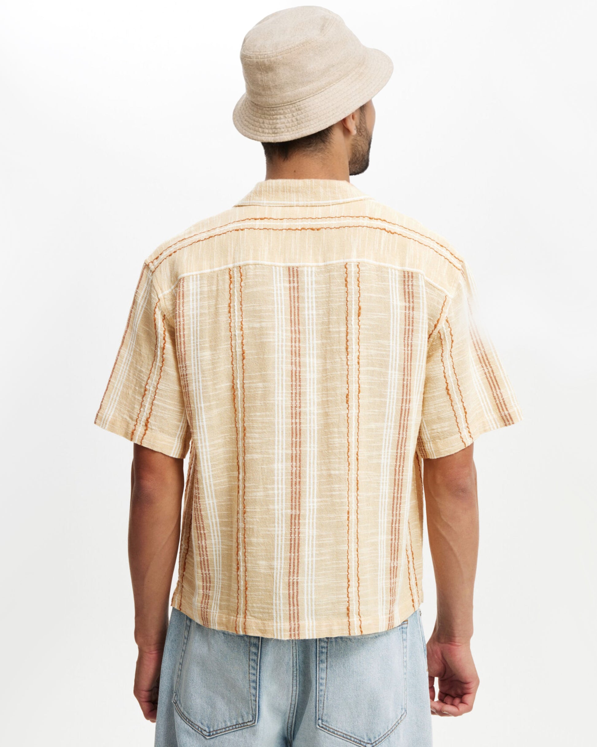 Box Fit Short Sleeve Shirt 12 (apricot stripe)