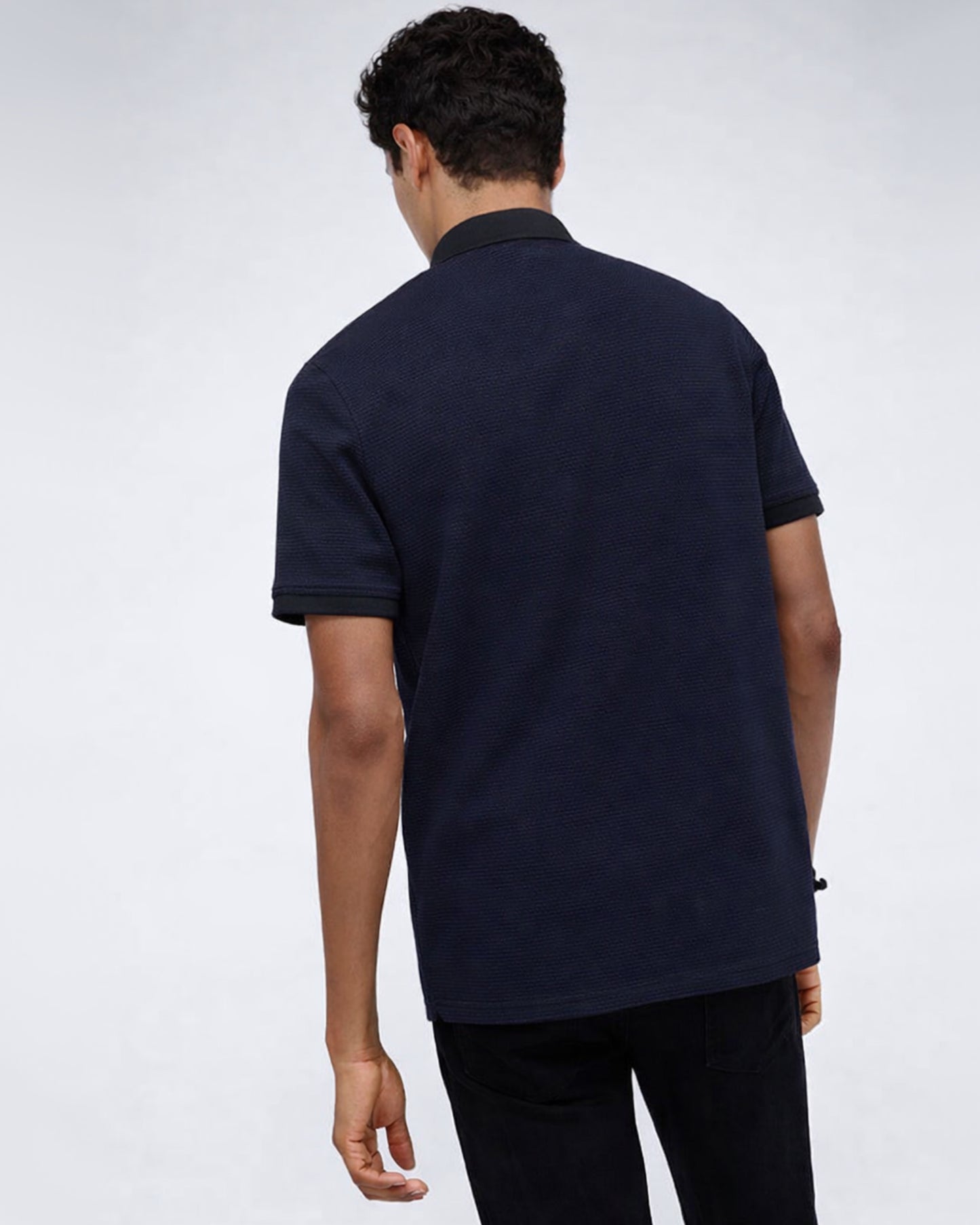 Contrast Placket Button Polo 1 (Black)