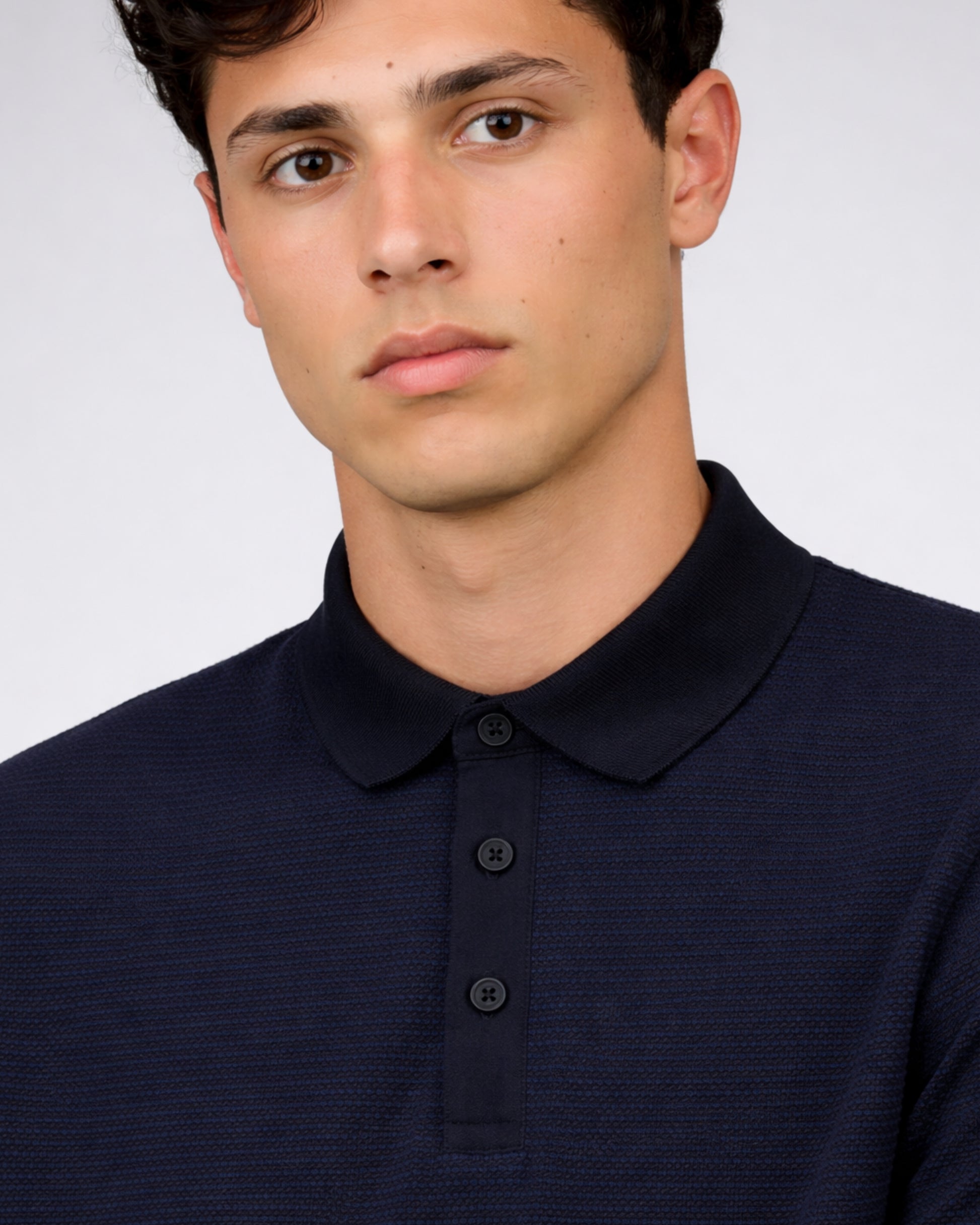 Contrast Placket Button Polo 2 (Black)