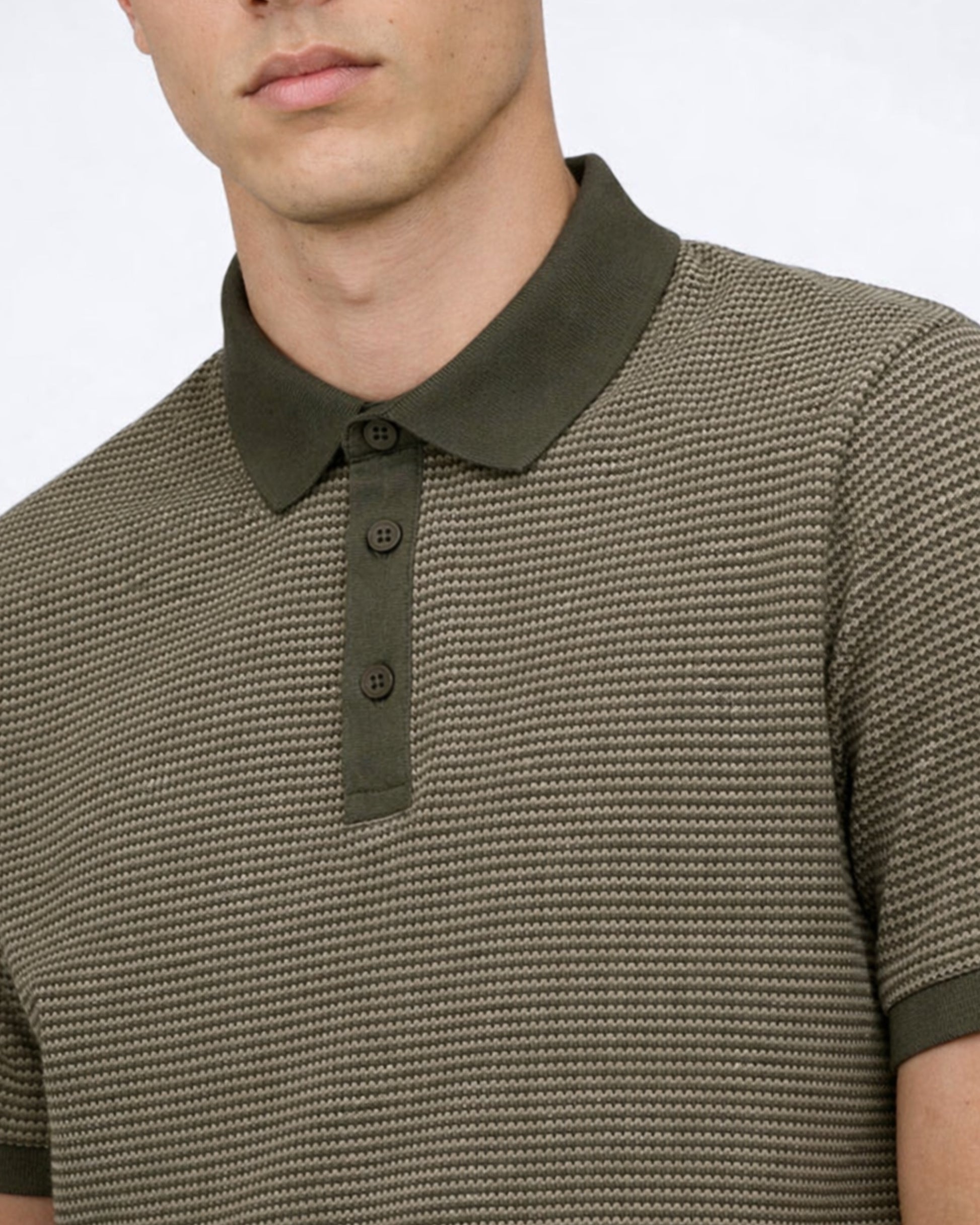 Contrast Placket Button Polo 3 (Green)