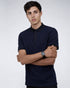 Contrast Placket Button Polo (Black)