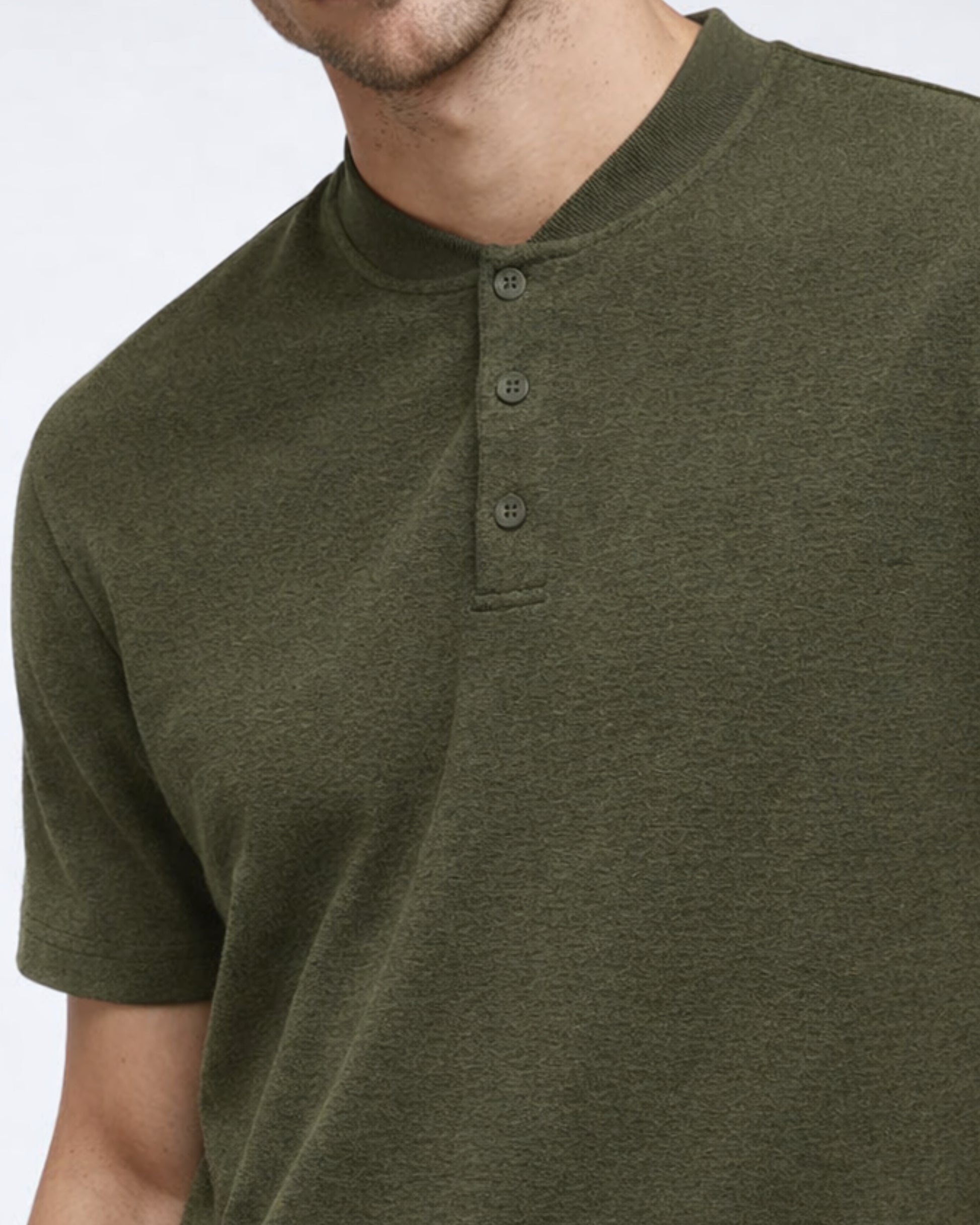 Performance Band-Collar Henley 2 (Dark Green)