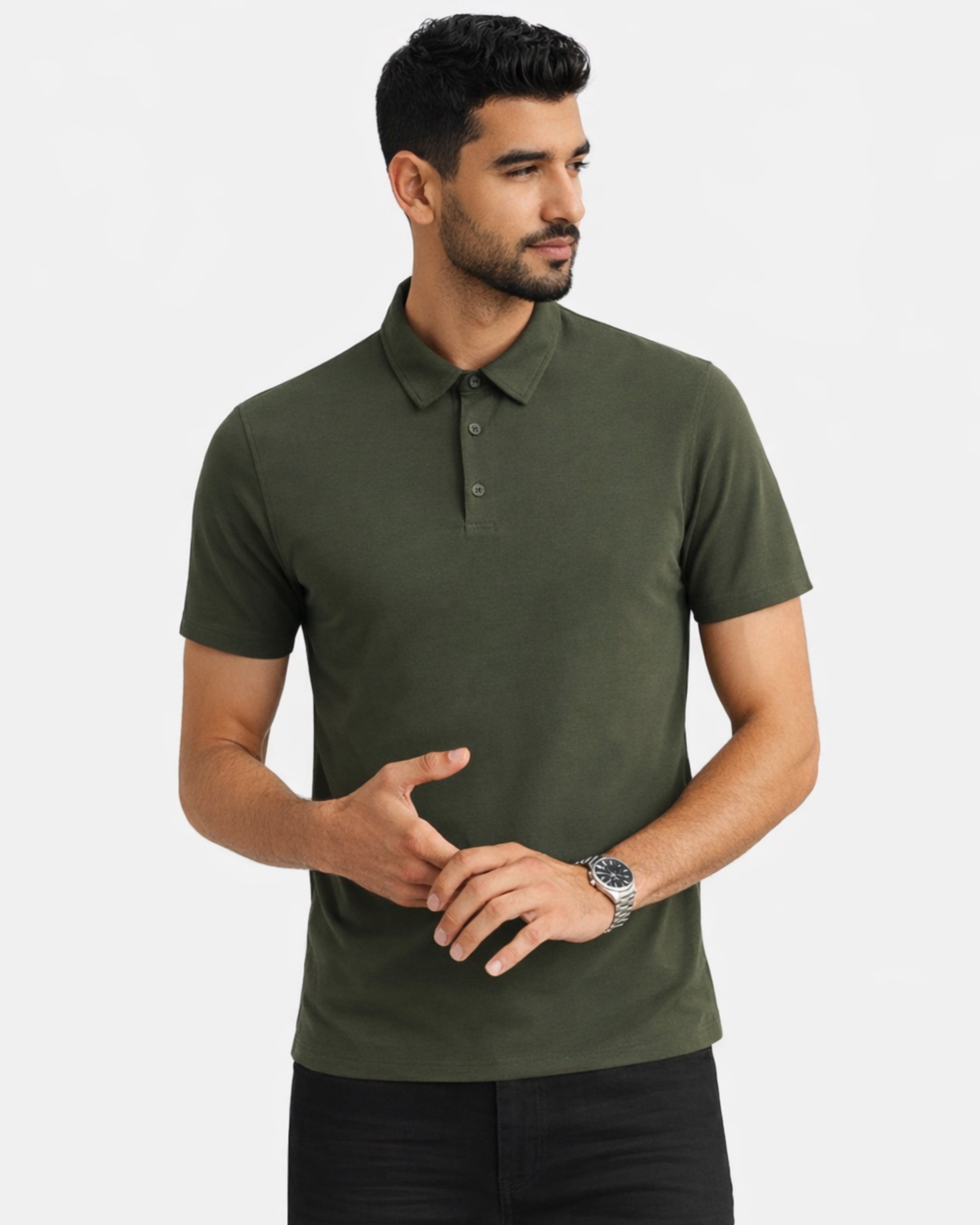 Performance Button Polo (Dark Green)