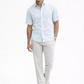 Short Sleeve Striped Poplin Button-Front Shirt