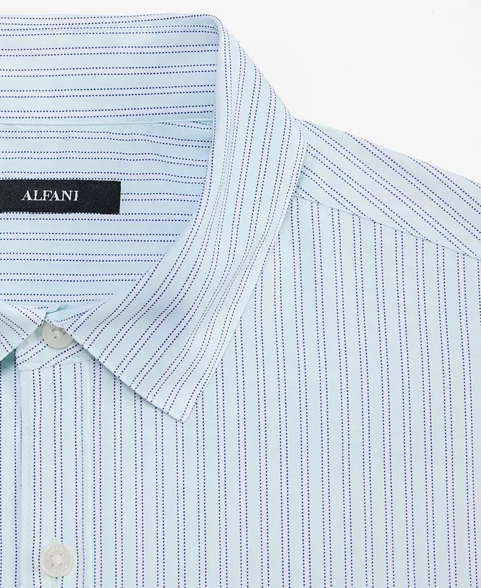 Short Sleeve Striped Poplin Button-Front Shirt