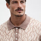 Short Sleeve Birdseye Jacquard Polo Sweater