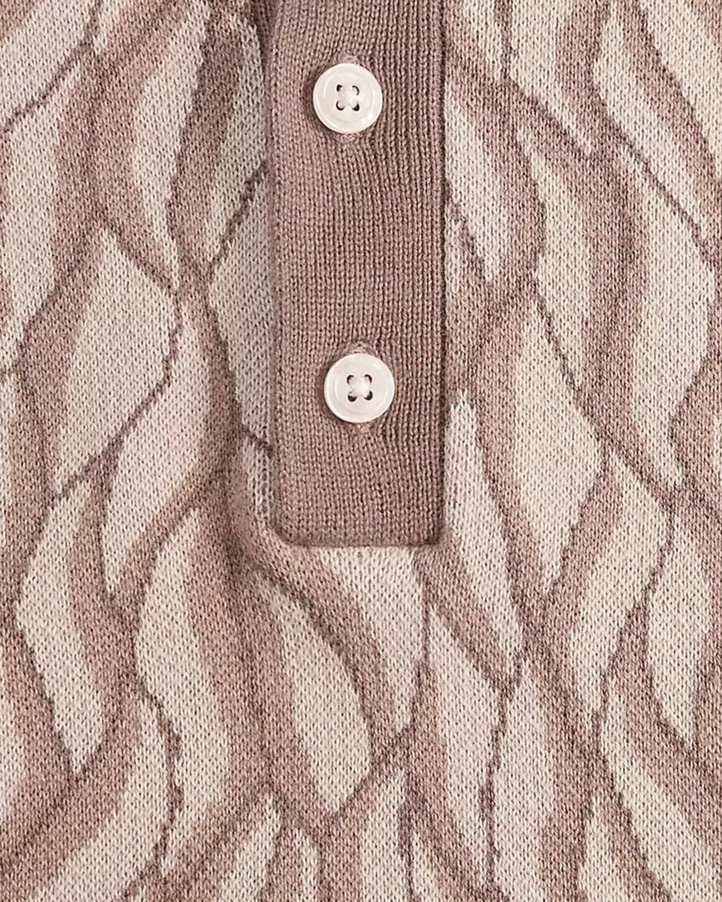 Short Sleeve Birdseye Jacquard Polo Sweater